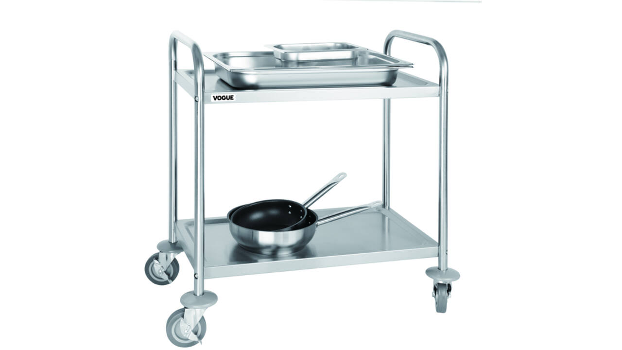 Serveerwagen Vogue met 2 plateaus 82.5x71 cm RVS