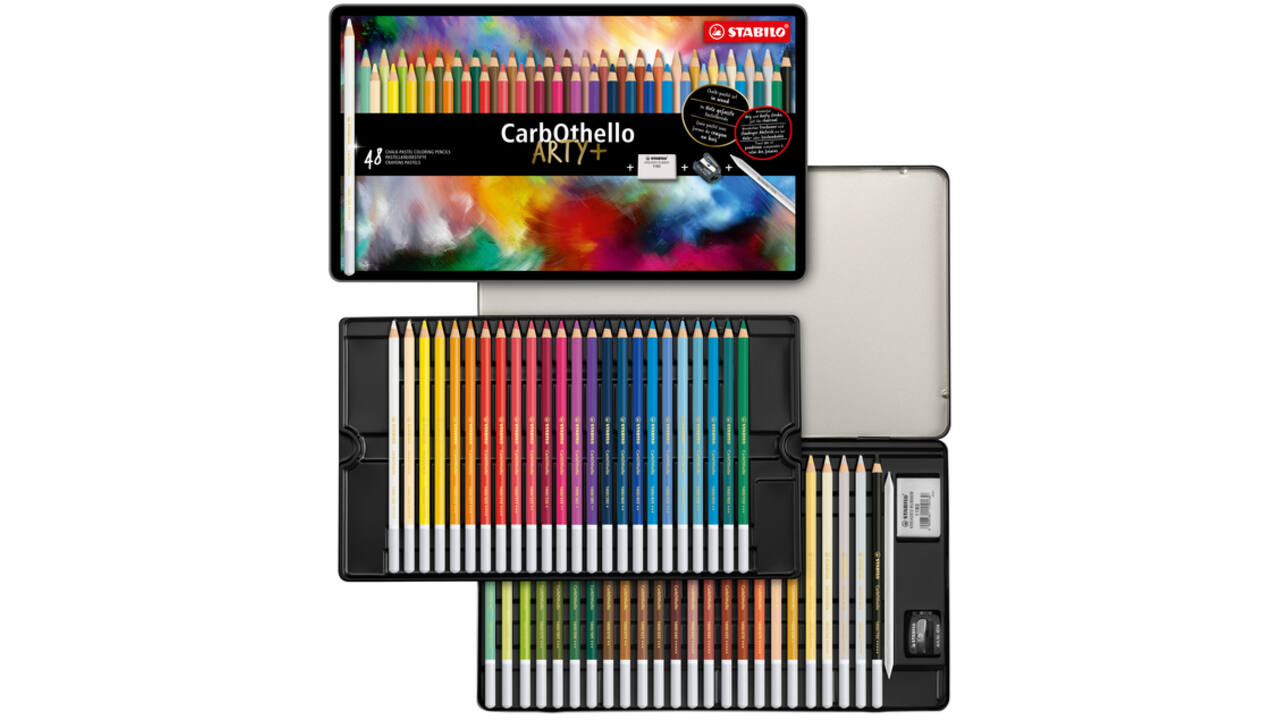 Kleurpotloden STABILO CarbOthello kalkpastel assorti blik à 48 stuks