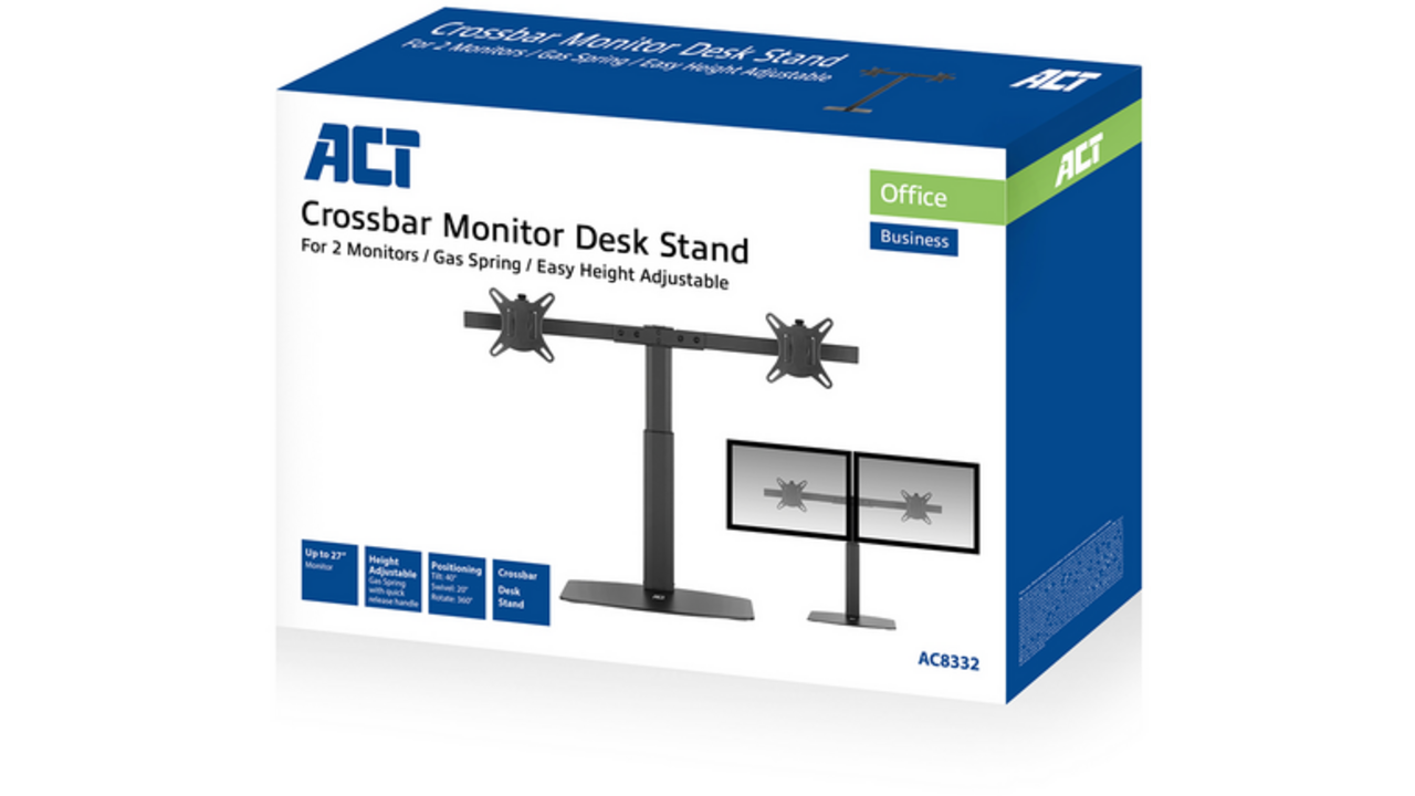 Monitorarm ACT office gasveer crossbar 2 schermen