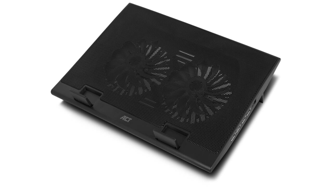 Laptopstandaard ACT 2 standen met ventilator 4-p hub