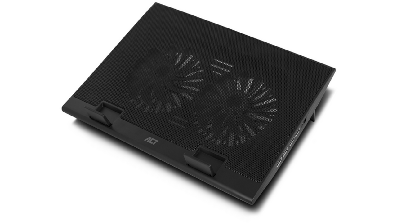 Laptopstandaard ACT 2 standen met ventilator 4-p hub