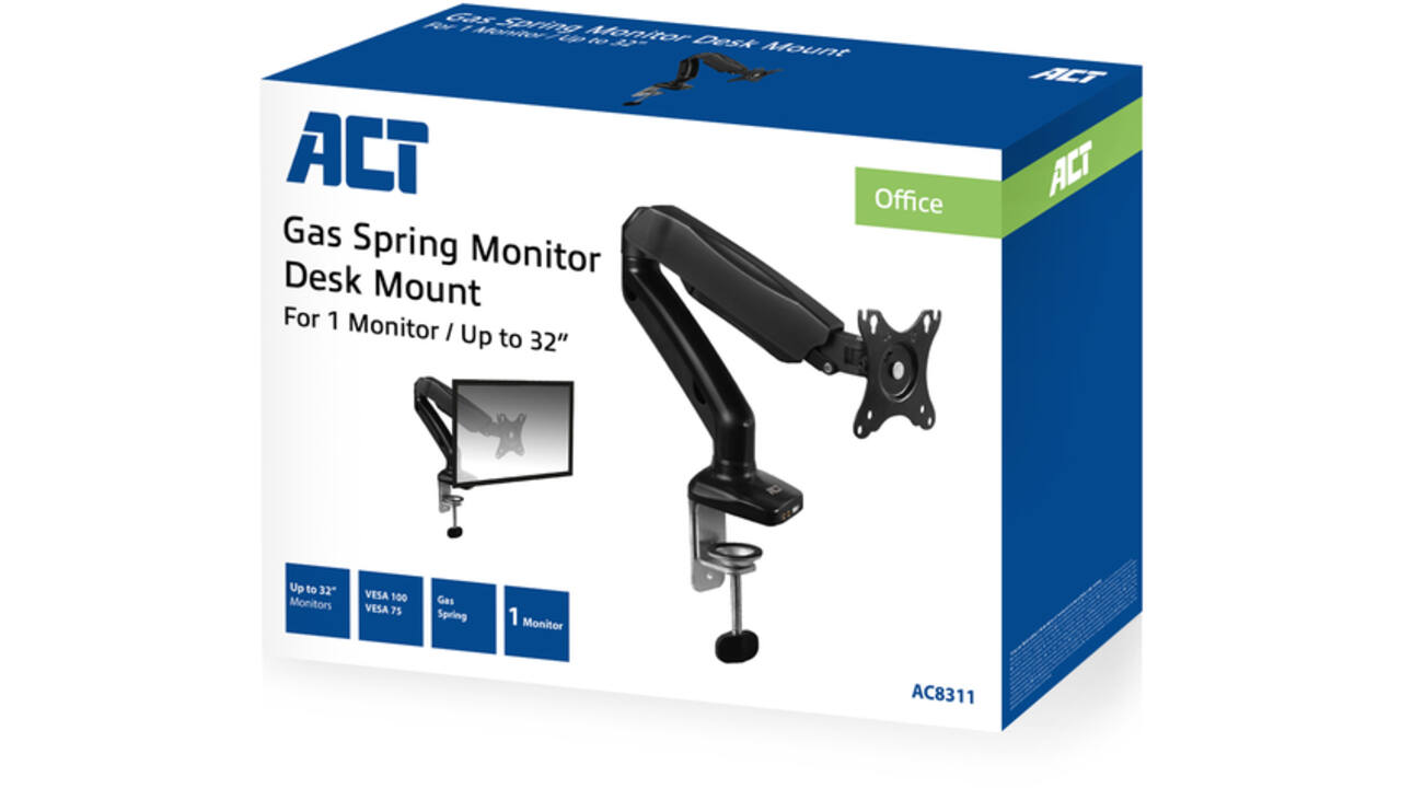 Monitorarm ACT office met gasveer 1 scherm