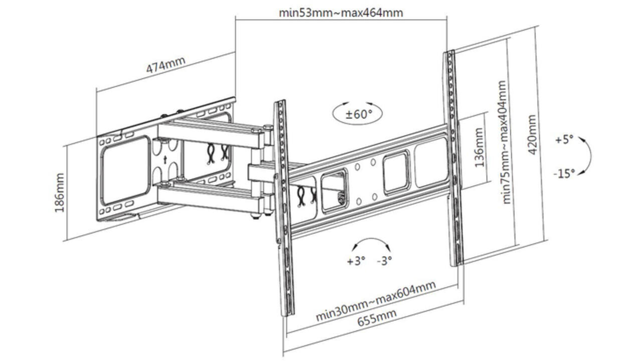 TV wandsteun ACT Full motion 37 tot 70 inch VESA