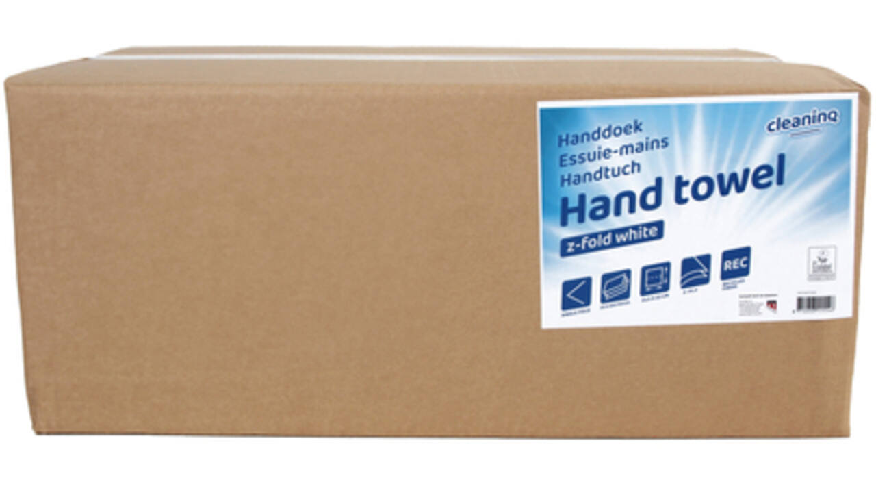 Handdoek Cleaninq Z-vouw 2-laags 225x220mm 20x200 wit