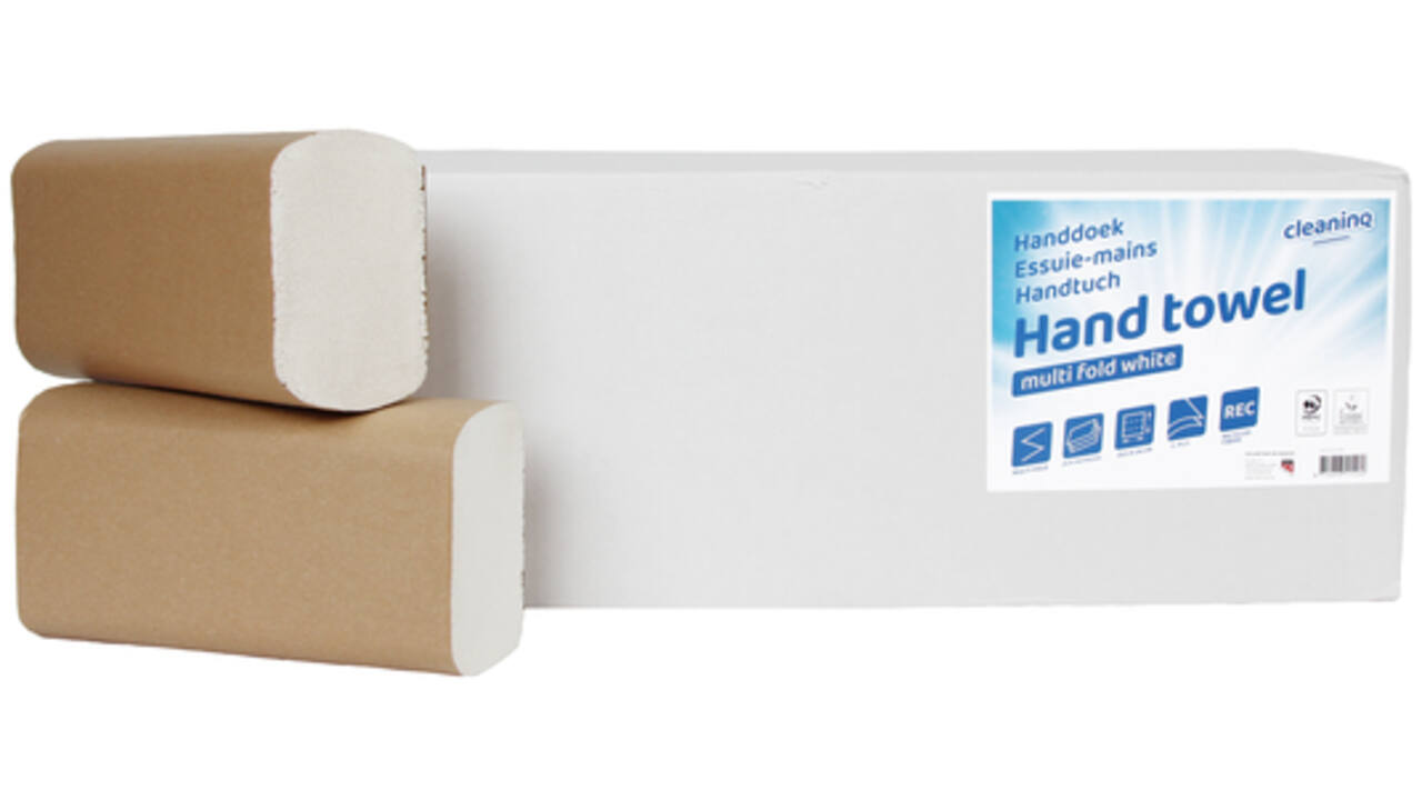 Handdoek Cleaninq I-vouw 2-laags 205x240mm 25x150st rc wit