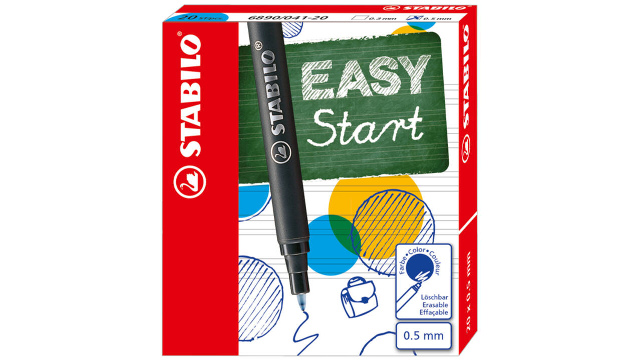 Rollerpenvulling STABILO Easyoriginal fijn blauw doosje à 20 stuks