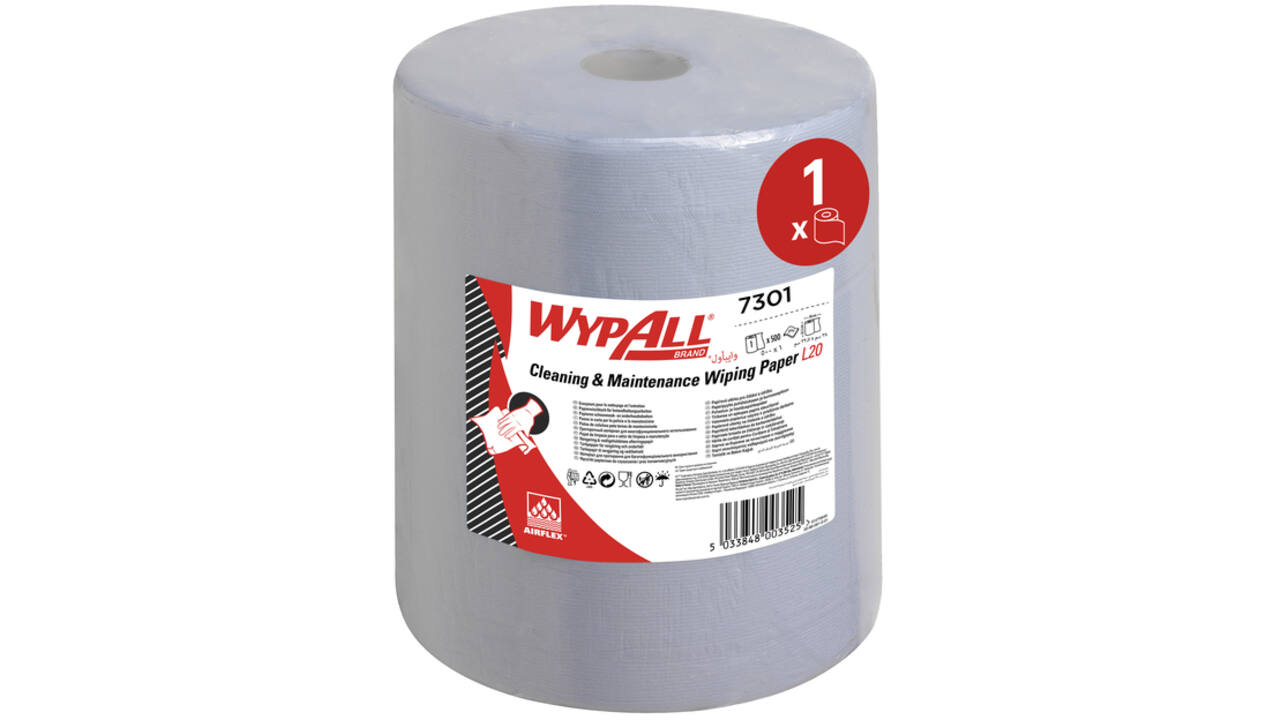 Poetsrol WypAll L20 2-laags 32,5cmx190m 500vel blauw 7301
