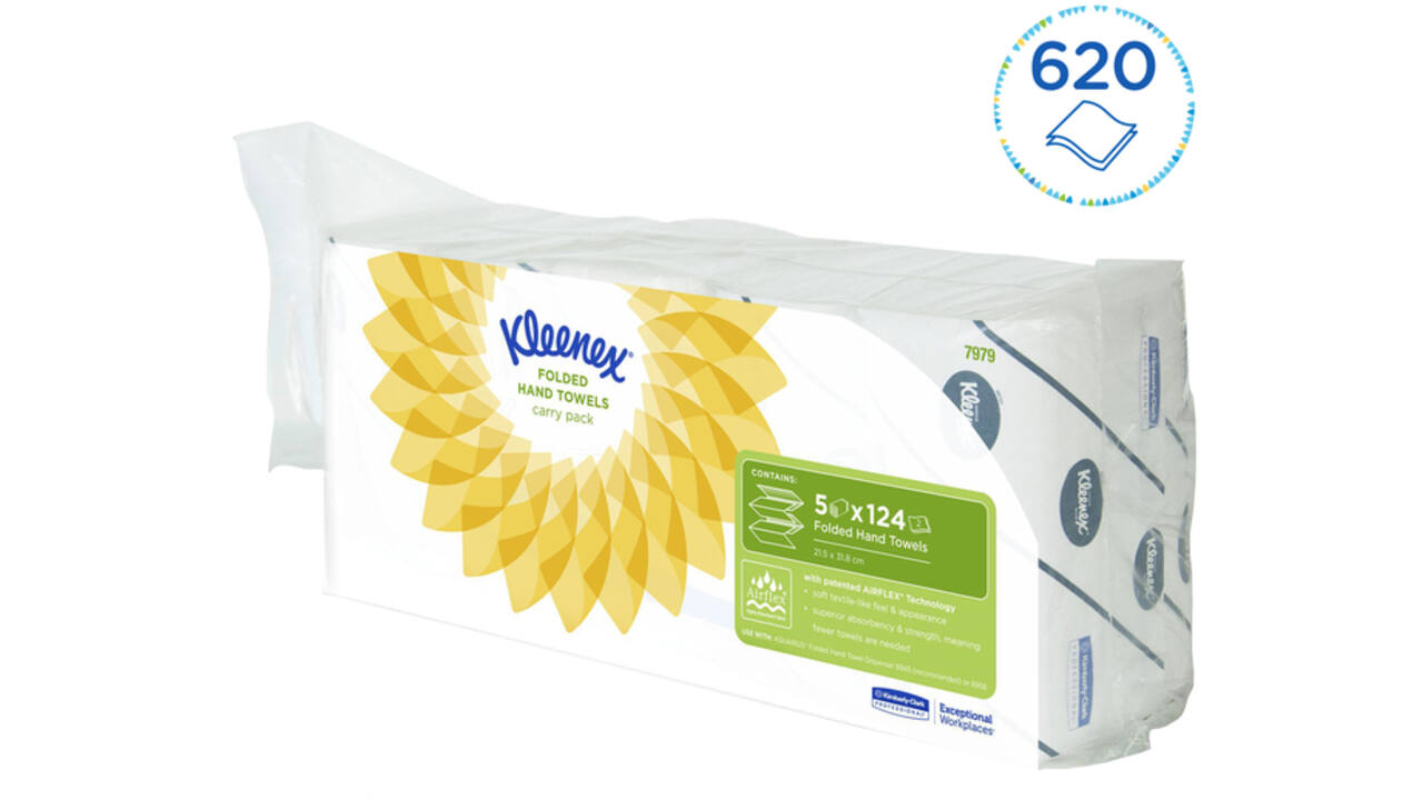Handdoek Kleenex Ultra i-vouw 2-laags 21,5x31,5cm 5x124stuks 7979