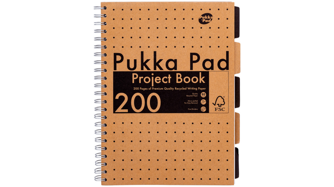 Projectboek Pukka Kraft A4 lijn 5-tabs 200 pagina's 80gr