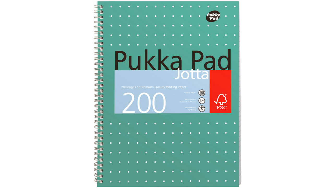 Collegeblok Pukka Jotta A4 lijn 4-gaats 200 pagina's 80gr groen