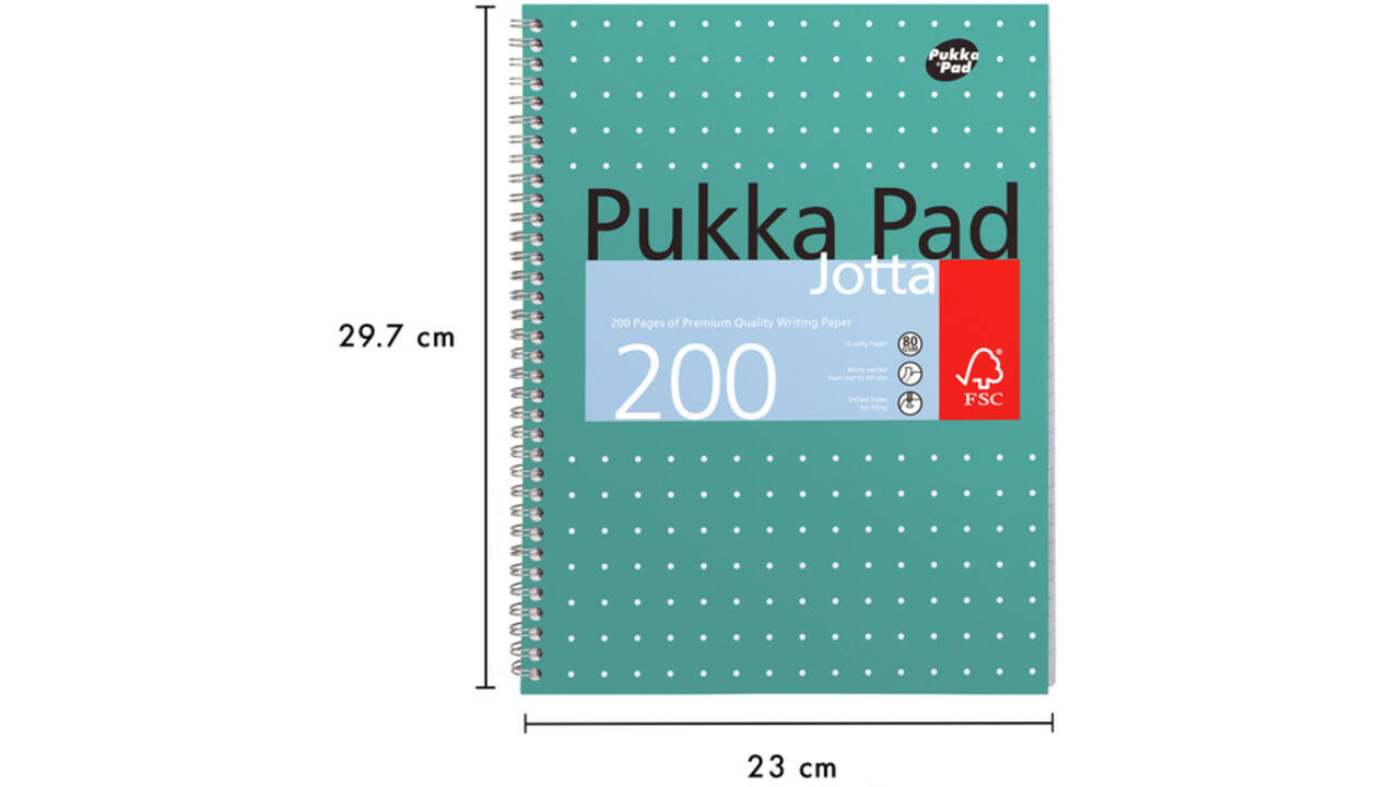 Collegeblok Pukka Jotta A4 lijn 4-gaats 200 pagina's 80gr groen