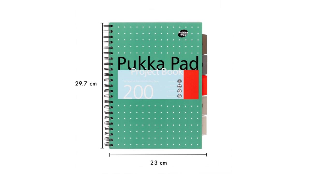 Projectboek Pukka Metallic A4 lijn 5-tabs 200 pagina's 80gr groen