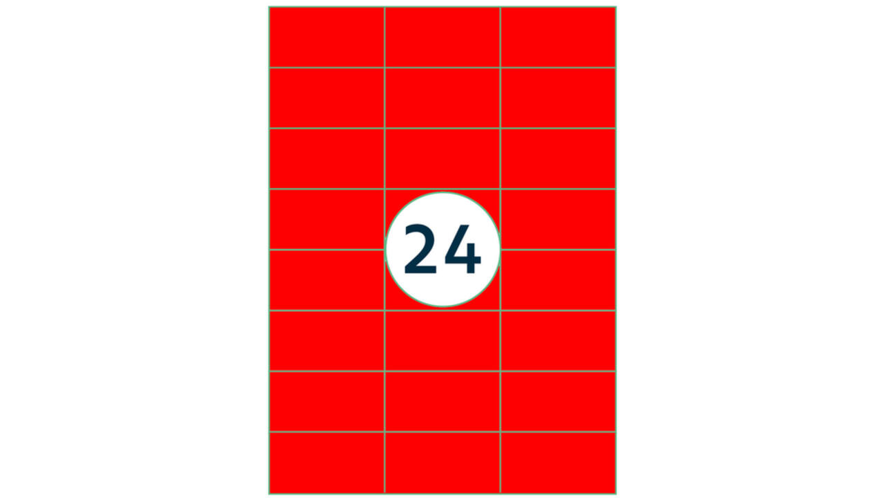 Etiket Rillprint 70x37mm fluorrood 2400 etiketten
