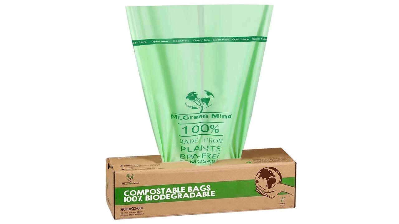 Afvalzak bio Mr.Green Mind 60x80cm 60 liter dispenser 60 stuks
