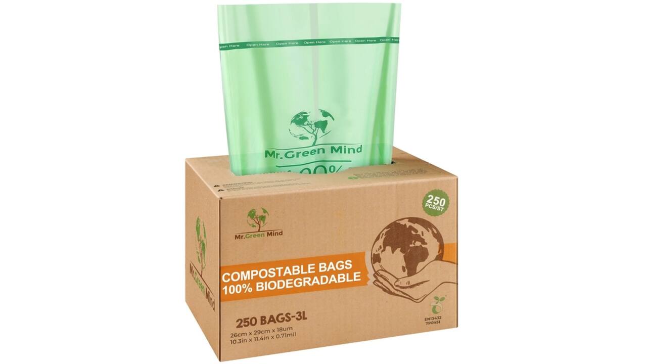 Afvalzak bio Mr.Green Mind 26x29cm 2-3 liter dispenser 250 stuks