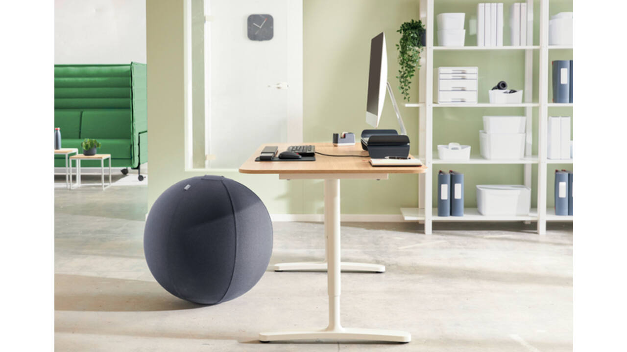 Actieve zitbal Leitz Ergo 65cm anti-rol donkergrijs