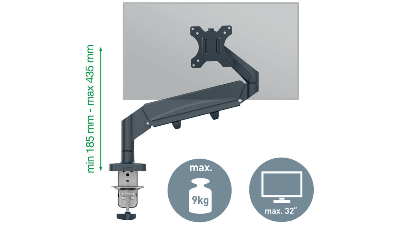 Monitorarm Leitz Ergo ruimtebesparend enkele monitorarm