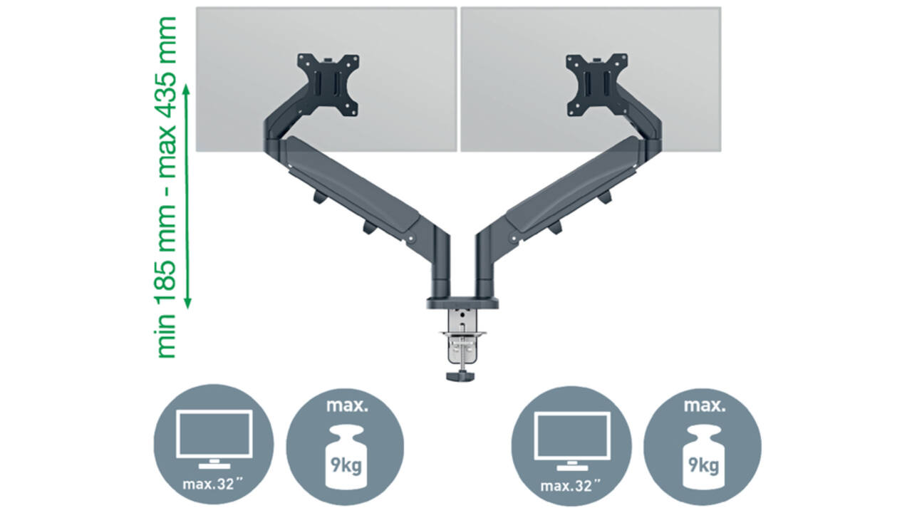 Monitorarm Leitz Ergo ruimtebesparend dubbele monitorarm