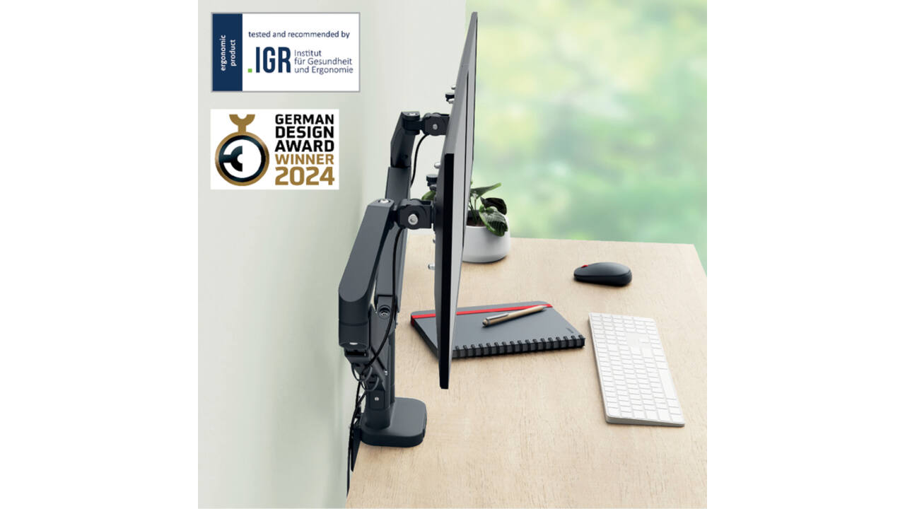 Monitorarm Leitz Ergo ruimtebesparend dubbele monitorarm