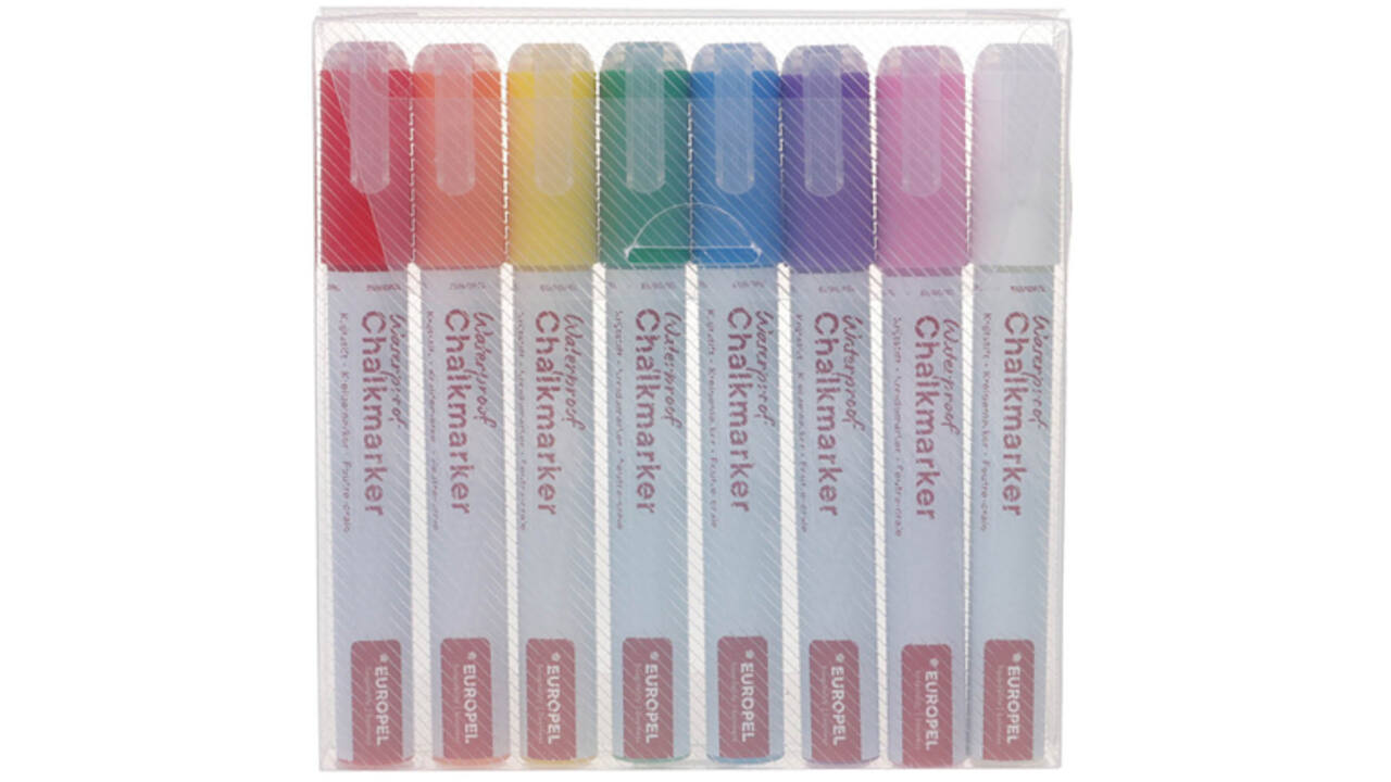 Krijtstift Europel watervast 3-6mm assorti etui 8 stuks
