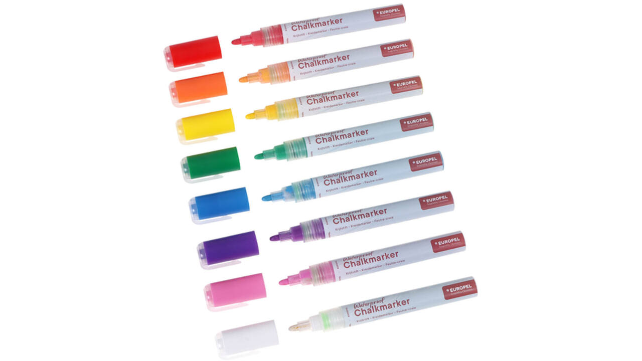 Krijtstift Europel watervast 3-6mm assorti etui 8 stuks
