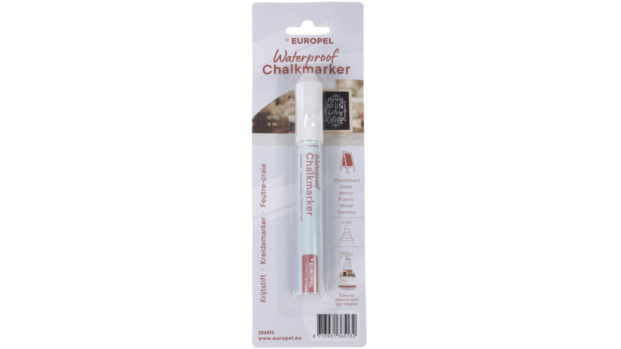 Krijtstift Europel watervast 3-6mm wit blister 1 stuk