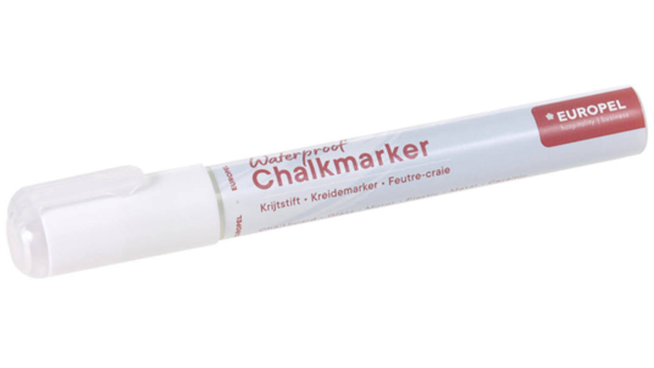 Krijtstift Europel watervast 3-6mm wit blister 1 stuk