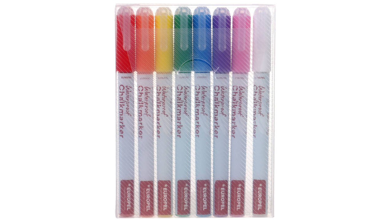 Krijtstift Europel watervast 1-3mm assorti etui 8 stuks