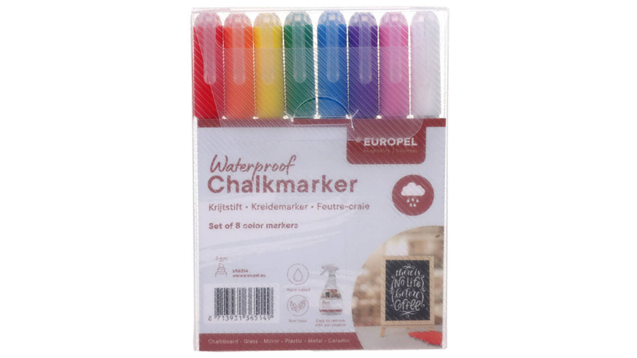 Krijtstift Europel watervast 1-3mm assorti etui 8 stuks