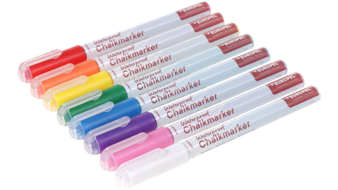 Krijtstift Europel watervast 1-3mm assorti etui 8 stuks