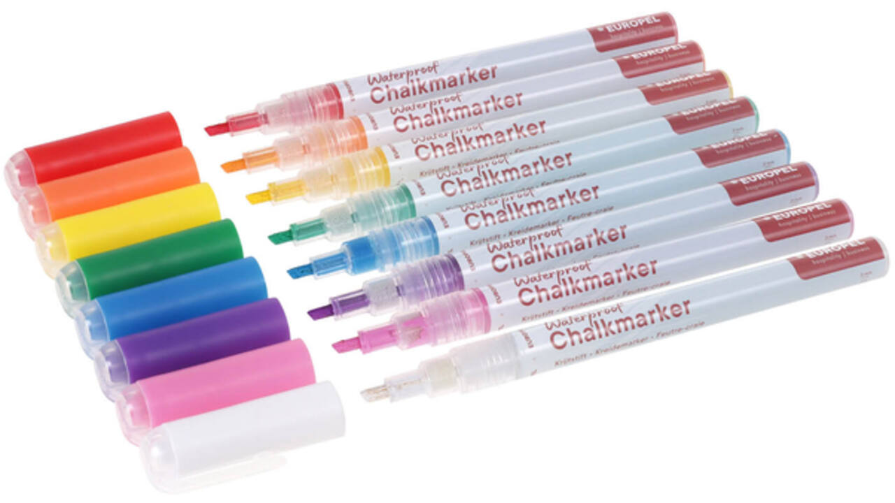 Krijtstift Europel watervast 1-3mm assorti etui 8 stuks