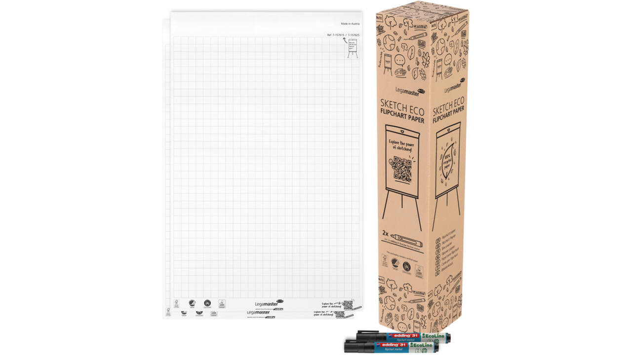 Flipoverpapier Legamaster SKETCH ECO raster 2x 50 vellen