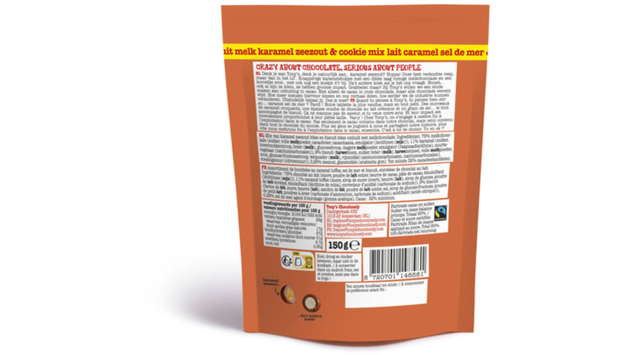 Chocolade Tony's Chocolonely Lil' Bits melk karamel zeezout & cookie 150 gram