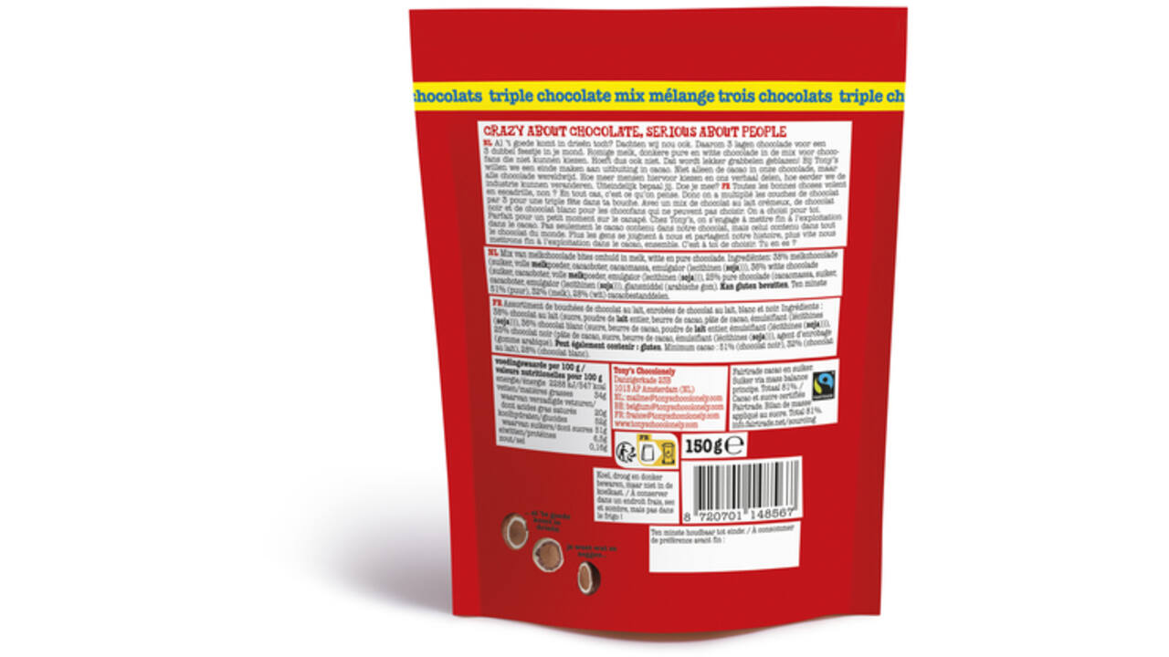 Chocolade Tony's Chocolonely Lil' Bits triple chocolate 150 gram