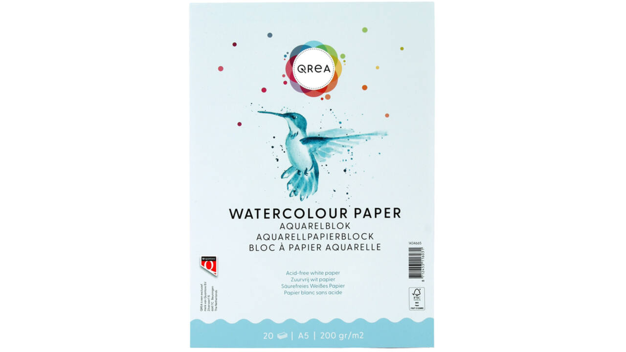 Aquarelblok Qrea A5 20vel 200gr gelijmd