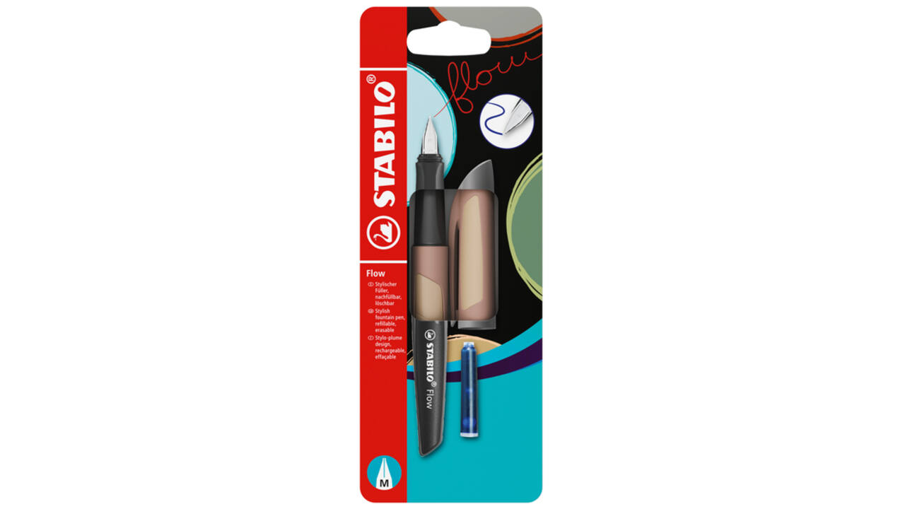 Vulpen STABILO Flow medium lichtbruin blister à 1 stuk