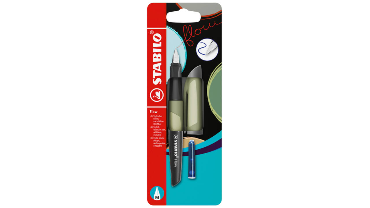 Vulpen STABILO Flow medium khaki blister à 1 stuk
