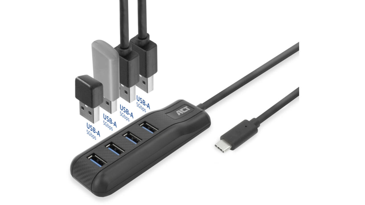 Hub ACT USB-C 3.0 4 poorts USB-A