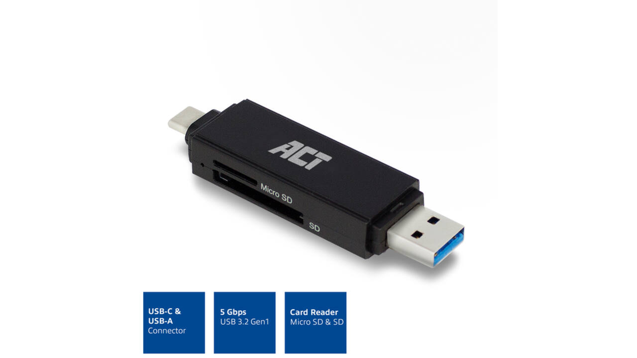 Kaartlezer ACT USB-C/USB-A 3.0