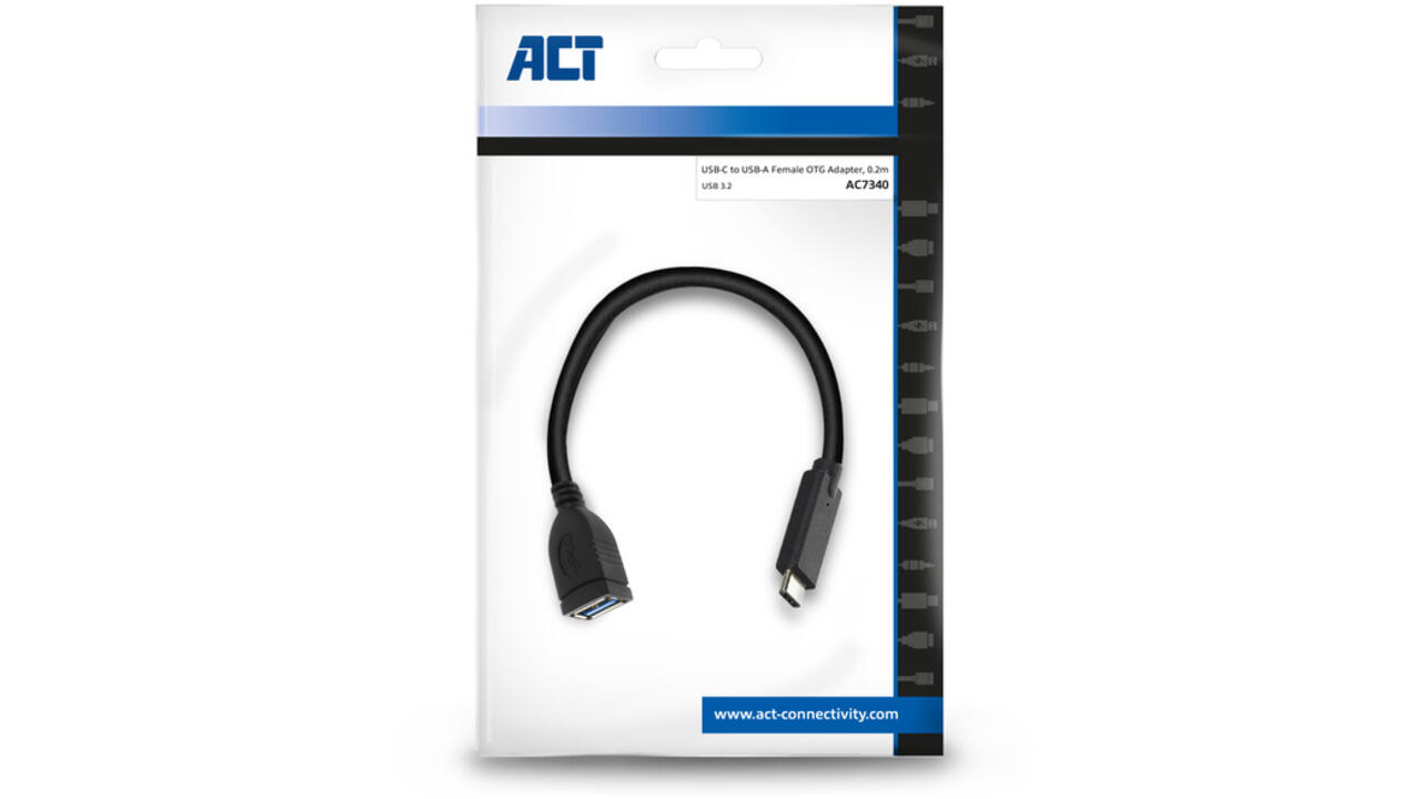 Kabel ACT USB 3.0 OTG USB-C male naar USB-A female