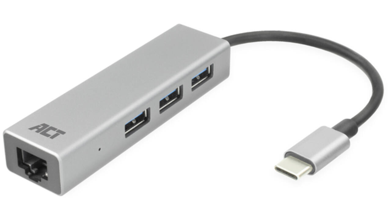 Hub ACT USB-C 3.0 3x USB-A Gigabit ethernet