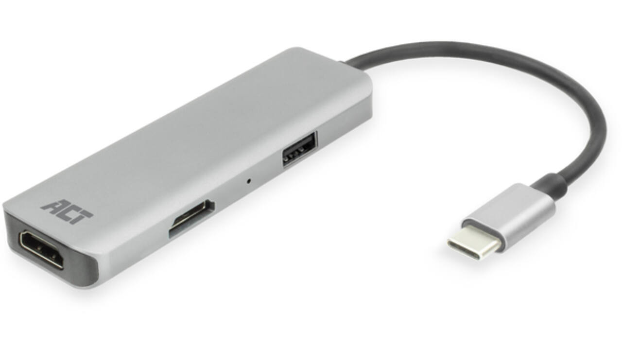 Adapter ACT USB-C 4K multiport voor 2 HDMI monitoren