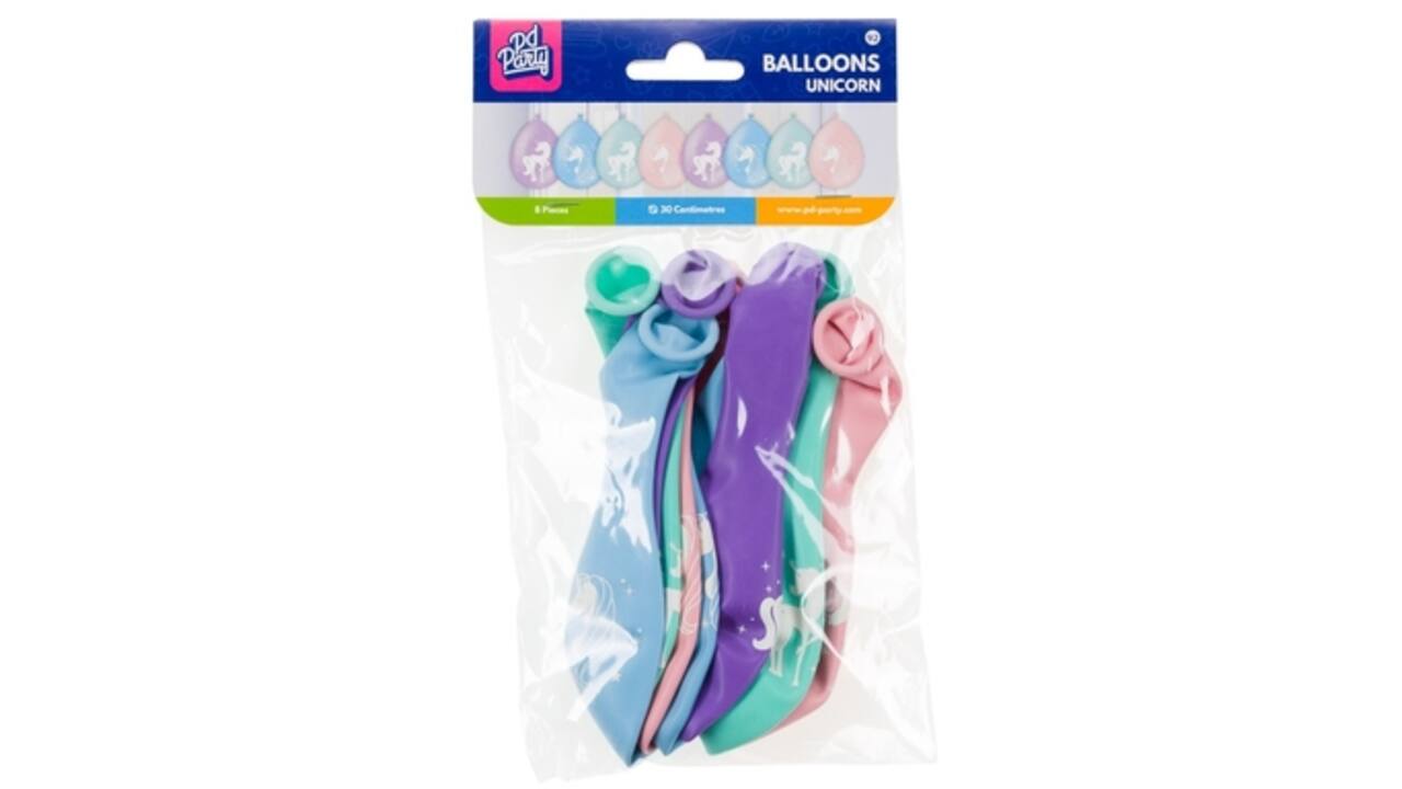 Ballonen Unicorn 30 cm 8 stuks pastel