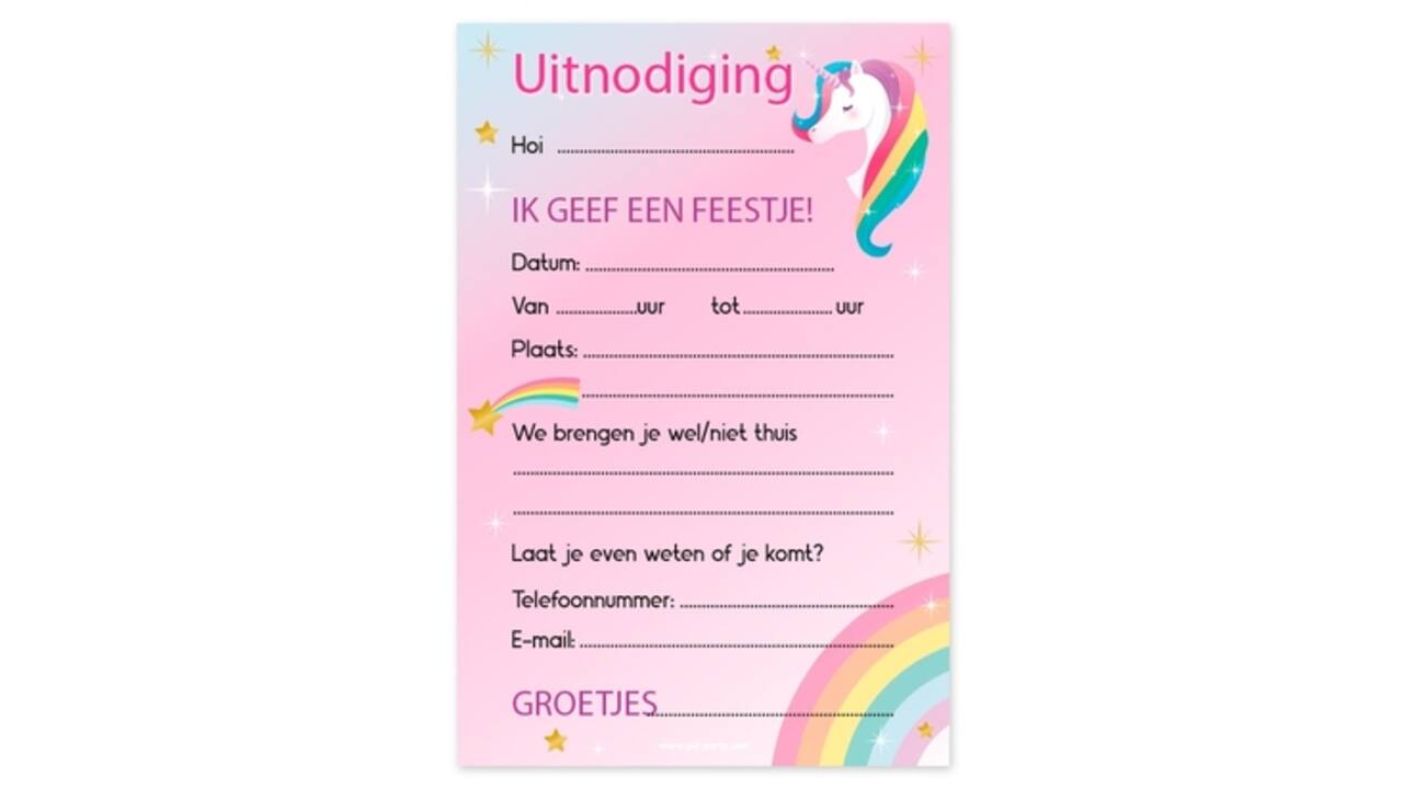 Uitnodigingskaarten Unicorn
