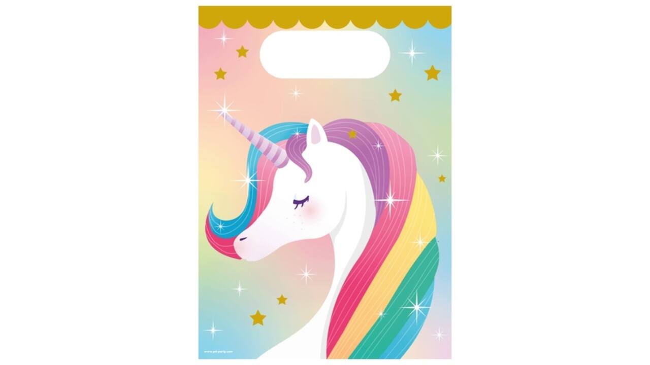 Cadeau tasjes Unicorn papier 23x16,5cm 6 stuks