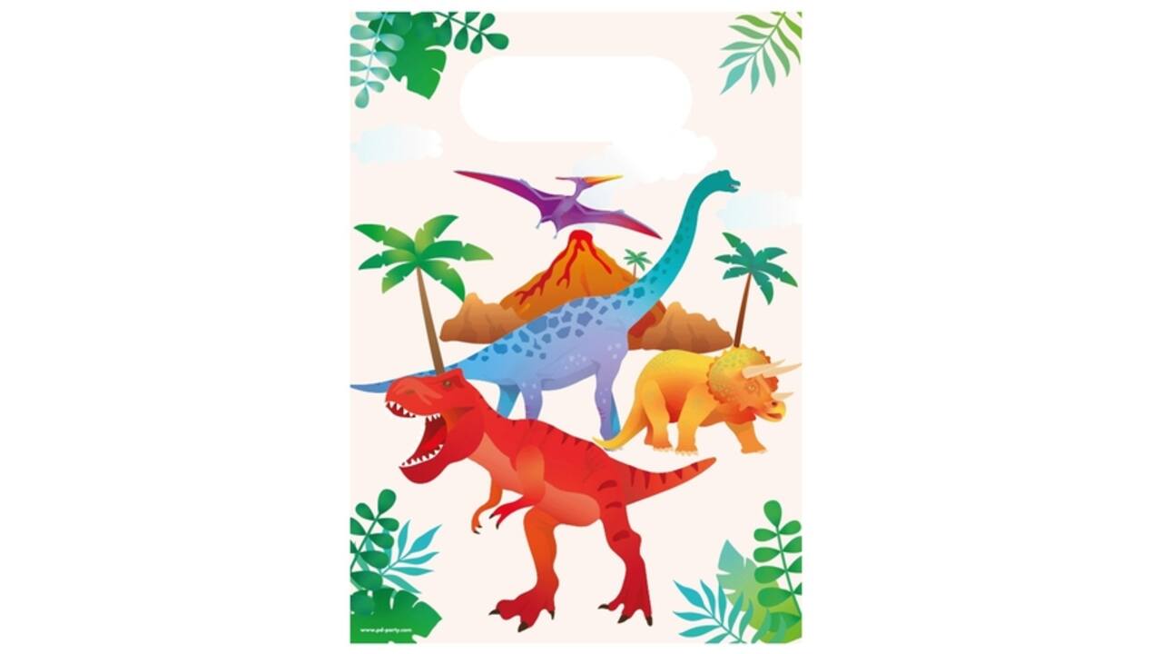 Cadeau tasjes Dino papier 23x16,5cm 6 stuks