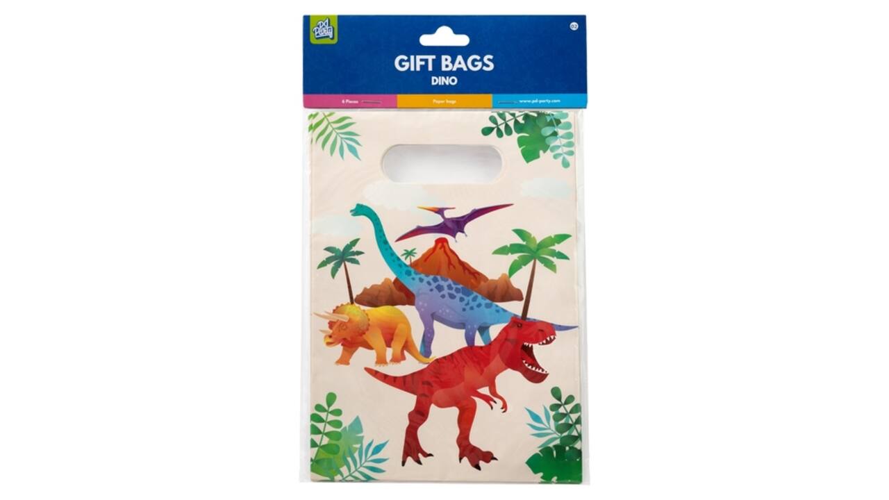 Cadeau tasjes Dino papier 23x16,5cm 6 stuks