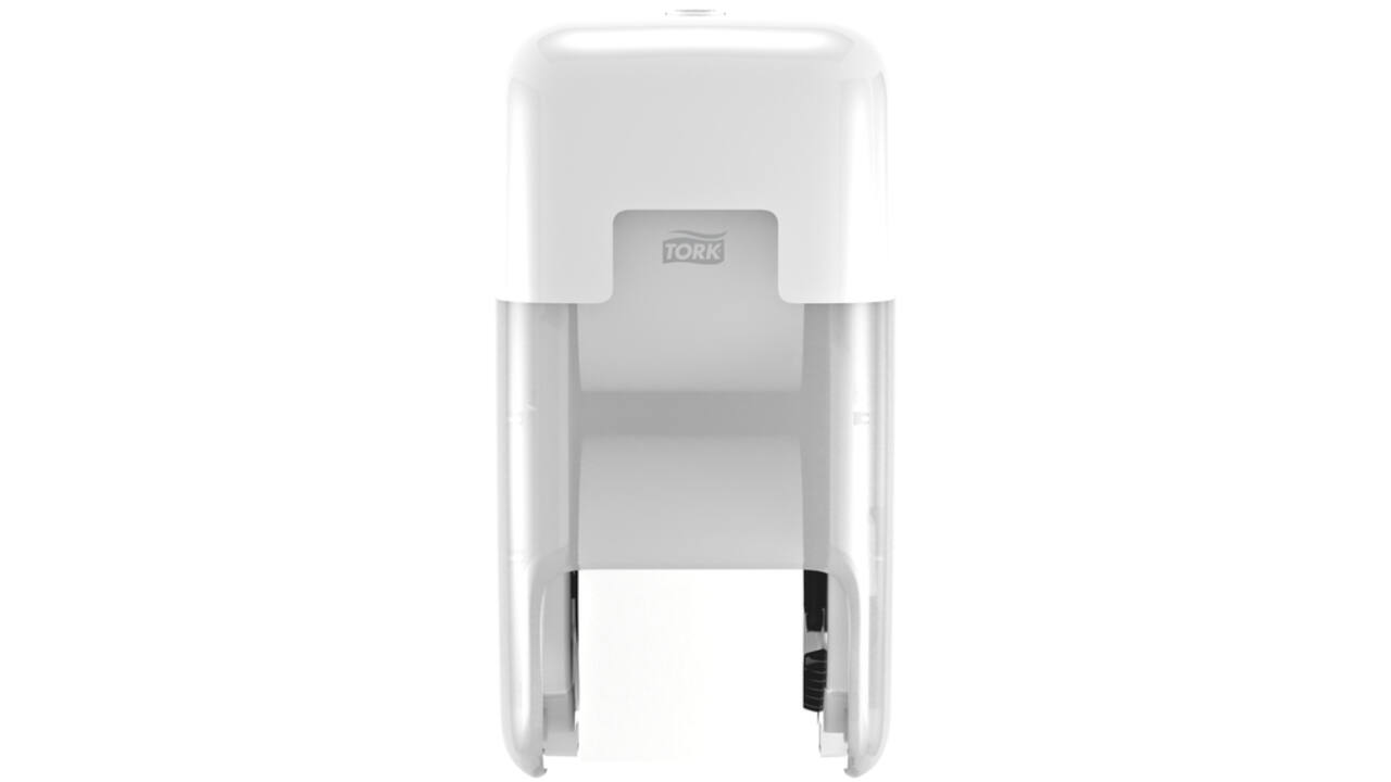Toiletpapierdispenser Tork T7 Elevation OptiServe Coreless medium verticaal duo wit 558040