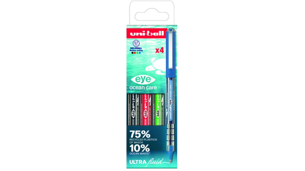 Rollerpen Uni-ball Eye Ocean Care medium assorti 4 stuks
