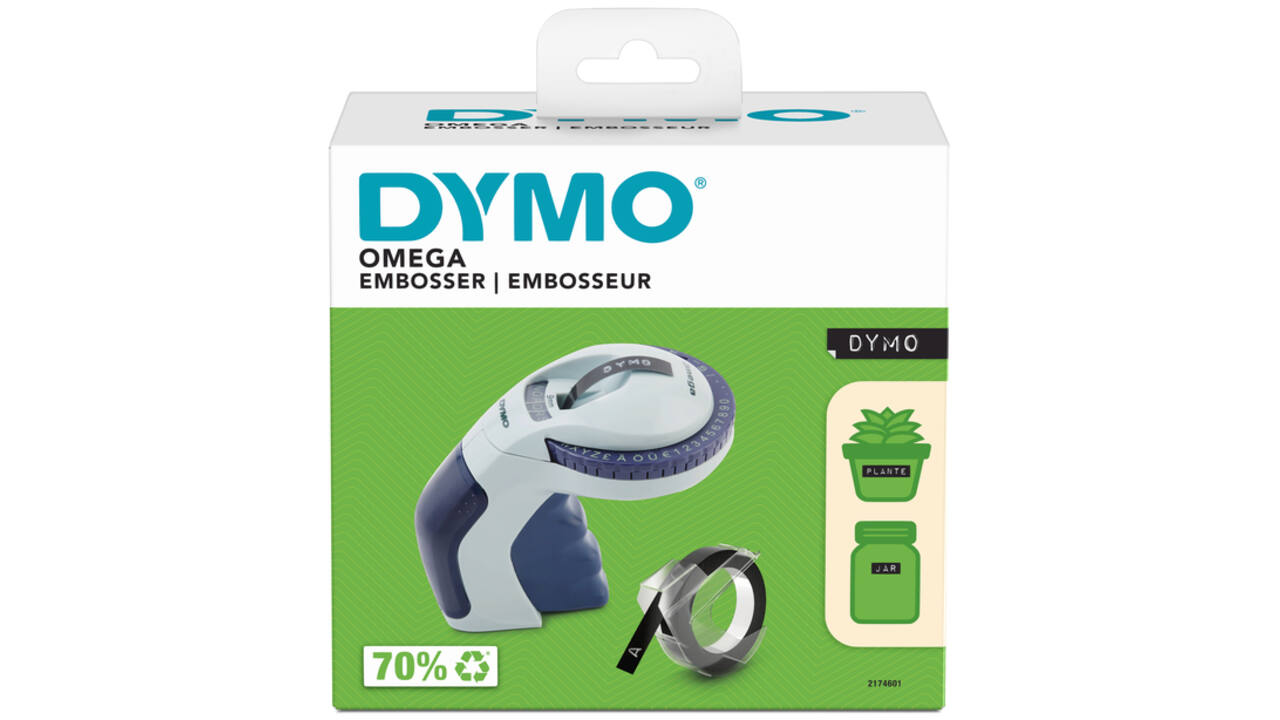 Lettertang Dymo Omega embossing blauw